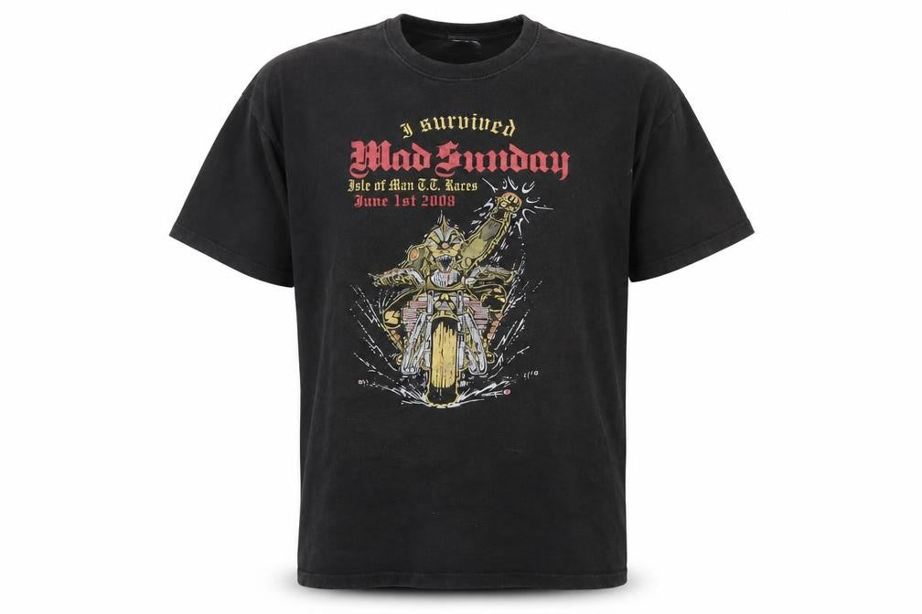 JT's Men's Black Mad Sunday Isle of Man TT Races 2008 Graphic T-Shirt XL