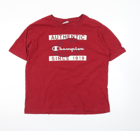Champion Men’s Red Authentic Since 1919 T-Shirt Medium Cotton Crew Neck