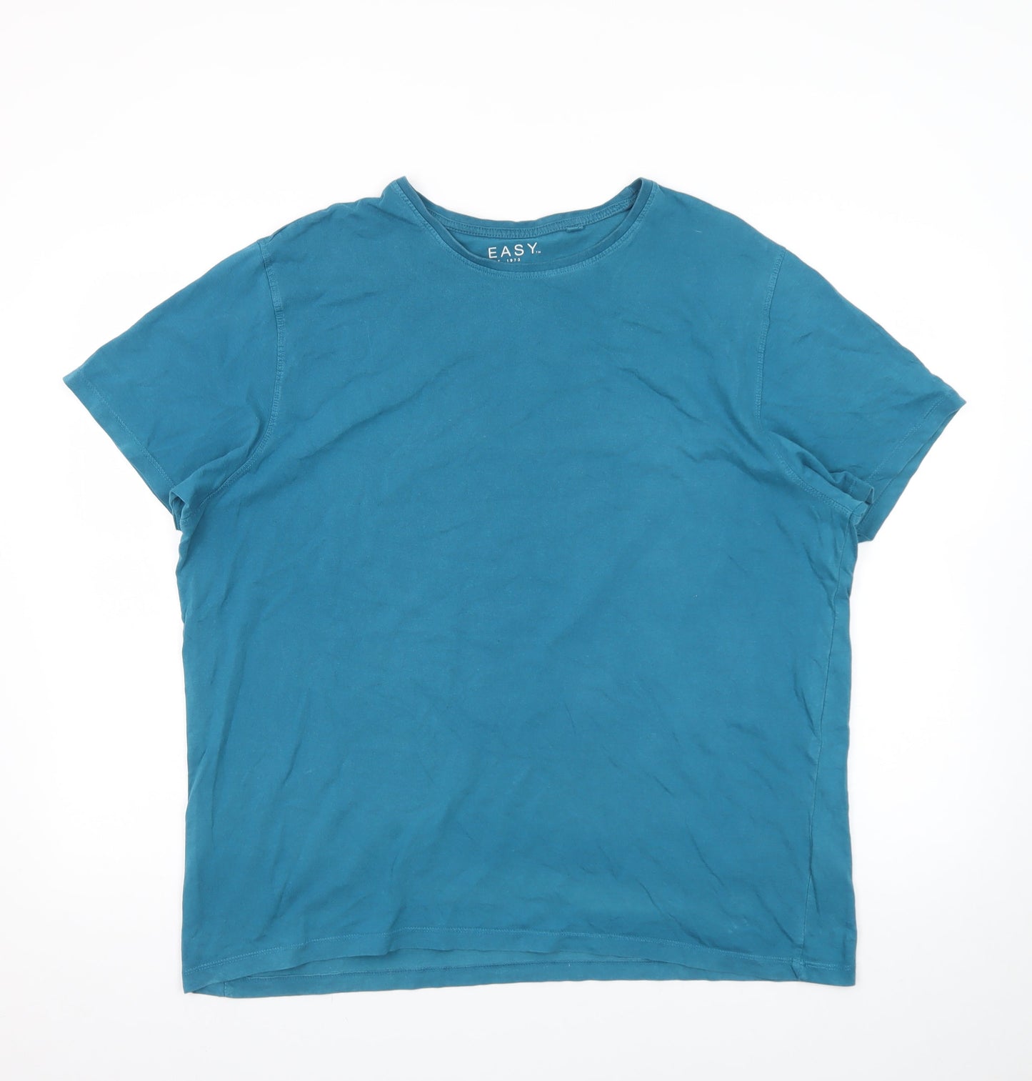 EASY Men’s Blue XL Regular Fit 100% Cotton Crew Neck T-Shirt