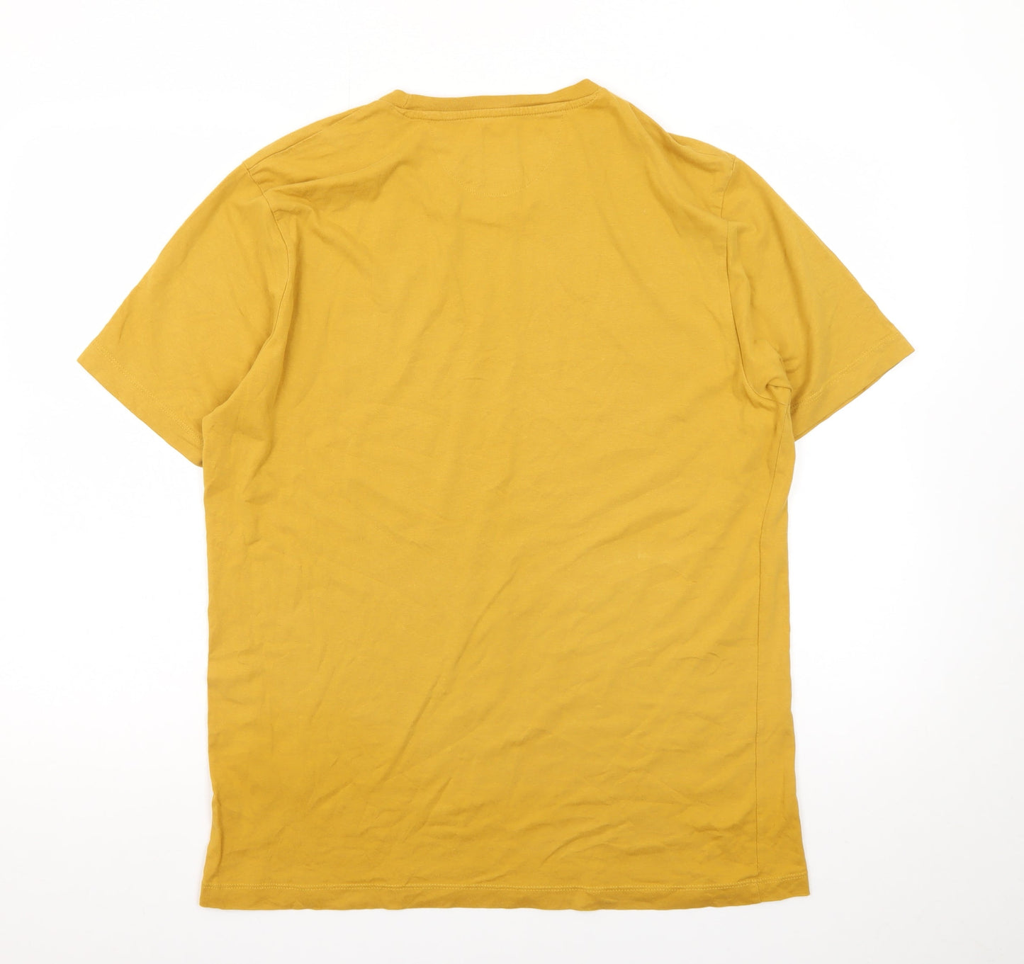 Zara Men Yellow Regular Fit Cotton Crew Neck Short Sleeve T-Shirt L
