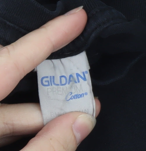 Gildan Men’s Black Huel Logo Cotton Crew Neck Short Sleeve T-Shirt Medium