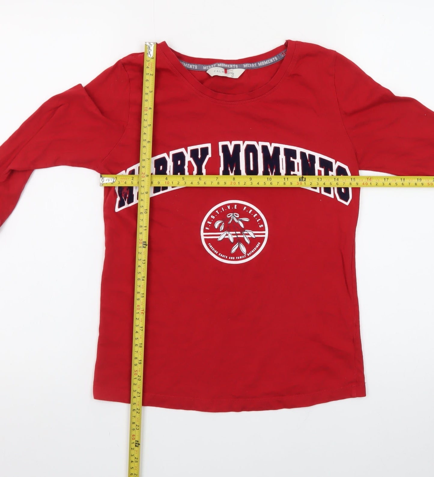 George Teens Red Merry Moments Long Sleeve Christmas T-Shirt Size 4-6
