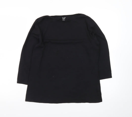 Marks and Spencer Women's Black Cotton 3/4 Sleeve Boat Neck Top Size 14