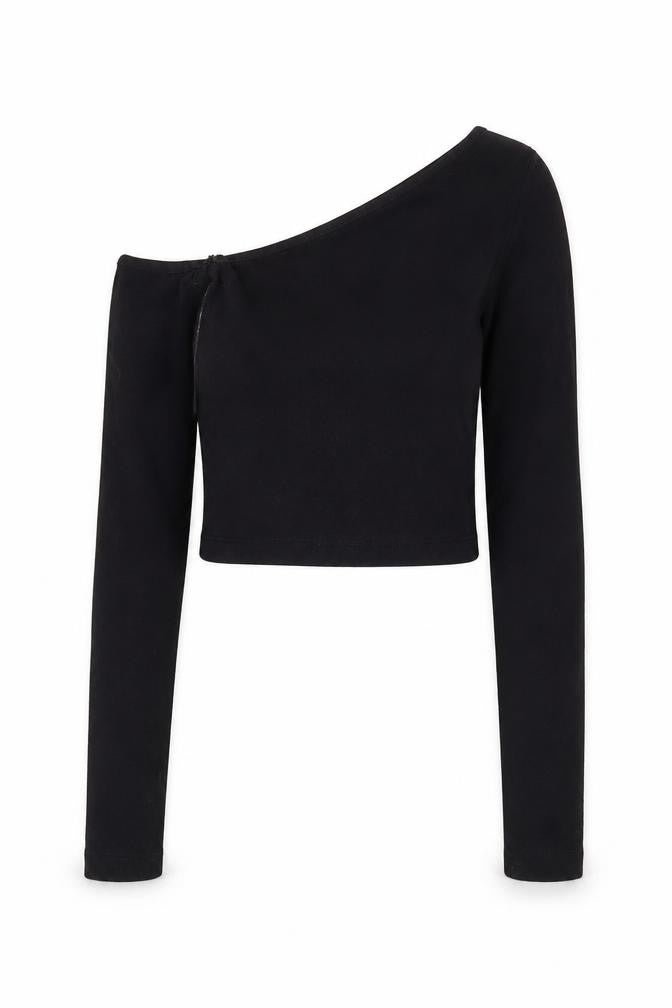 Stradivarius Women's Black One Shoulder Cropped Top XS