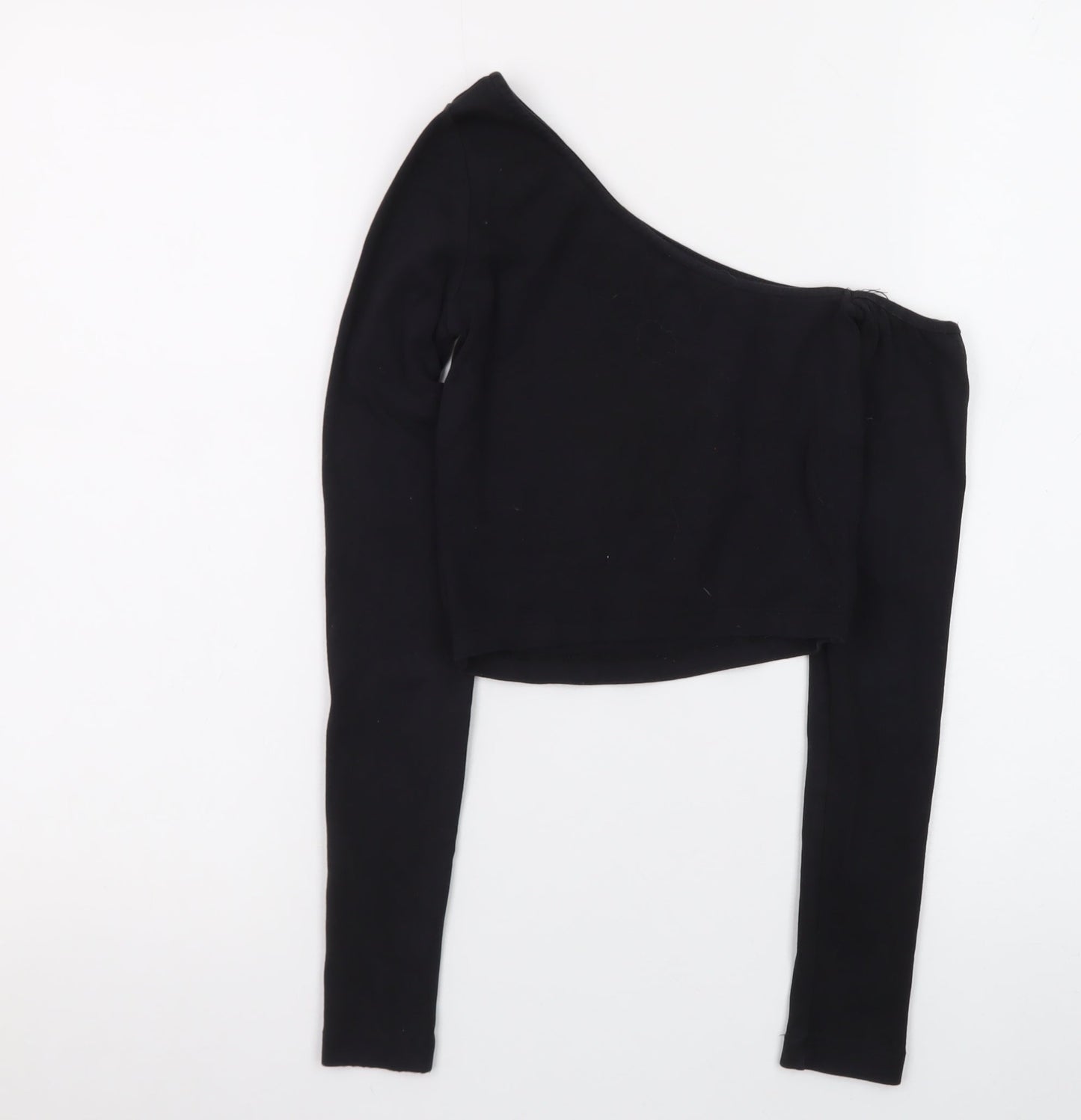 Stradivarius Women's Black One Shoulder Cropped Top XS