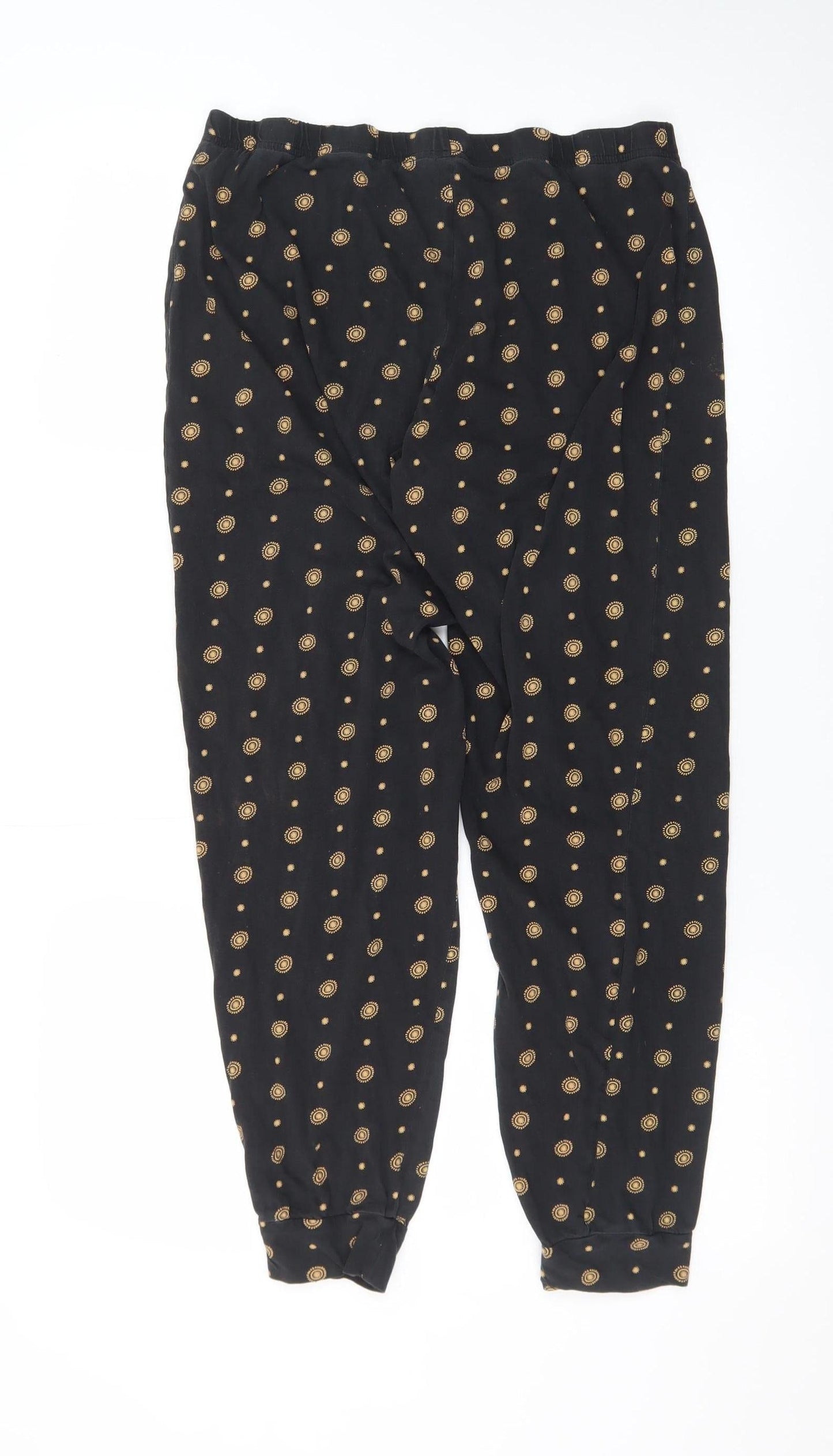 George Women’s Black Patterned Leggings Size 12-14 Elastic Waist