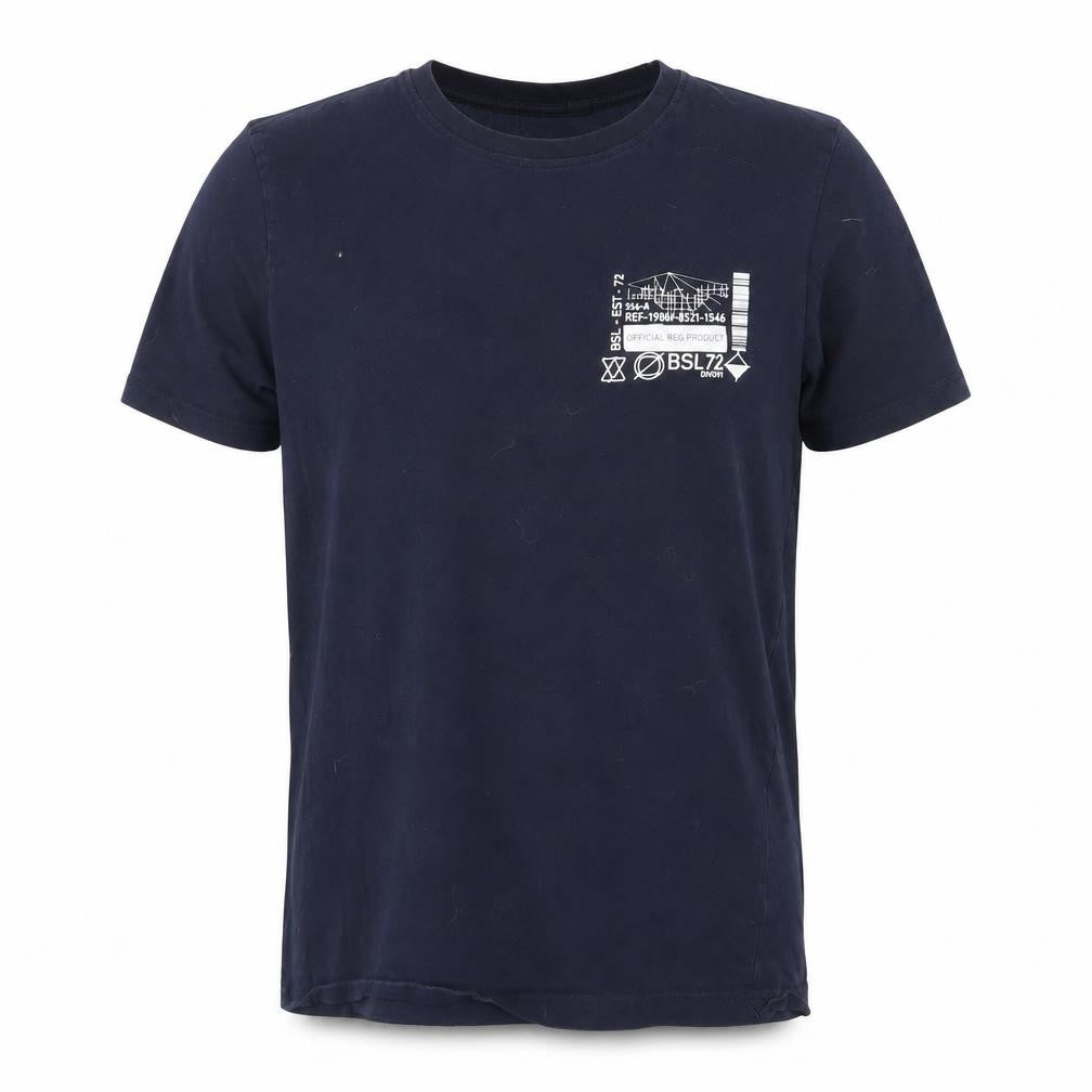 Brave Soul Men's Navy Blue L Graphic Print Crew Neck Cotton T-Shirt