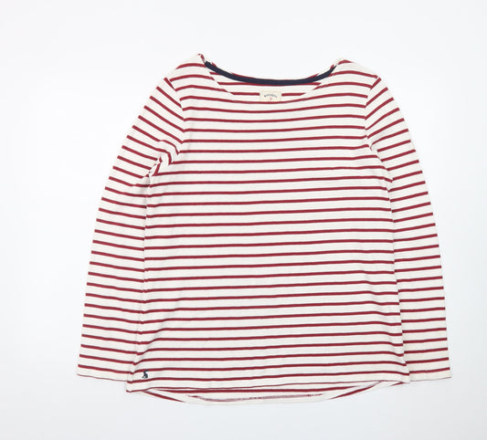 Joules Womens Red White Striped Long Sleeve Boat Neck Top Size 16