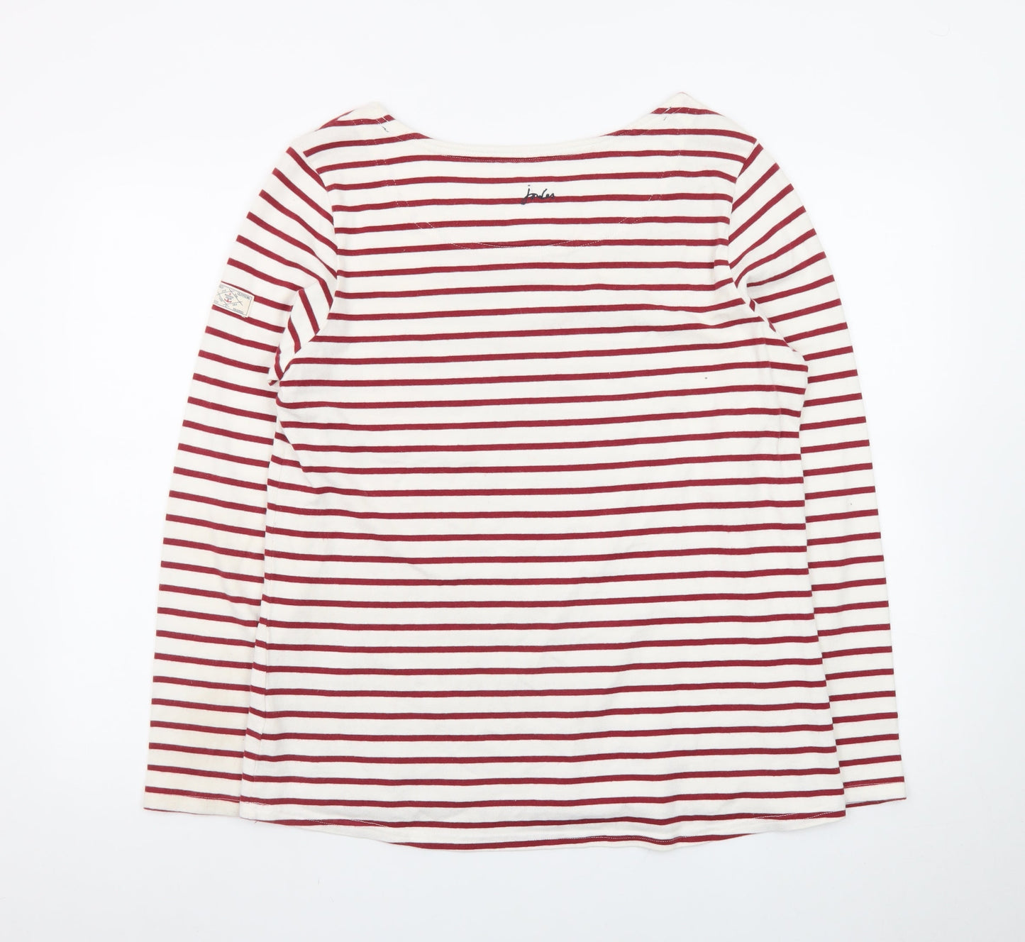 Joules Womens Red White Striped Long Sleeve Boat Neck Top Size 16