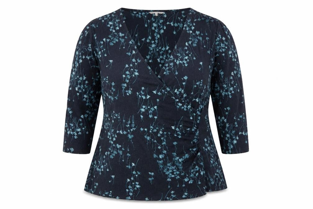 RJR.John Rocha Women's Blue Floral Wrap Blouse Size 18