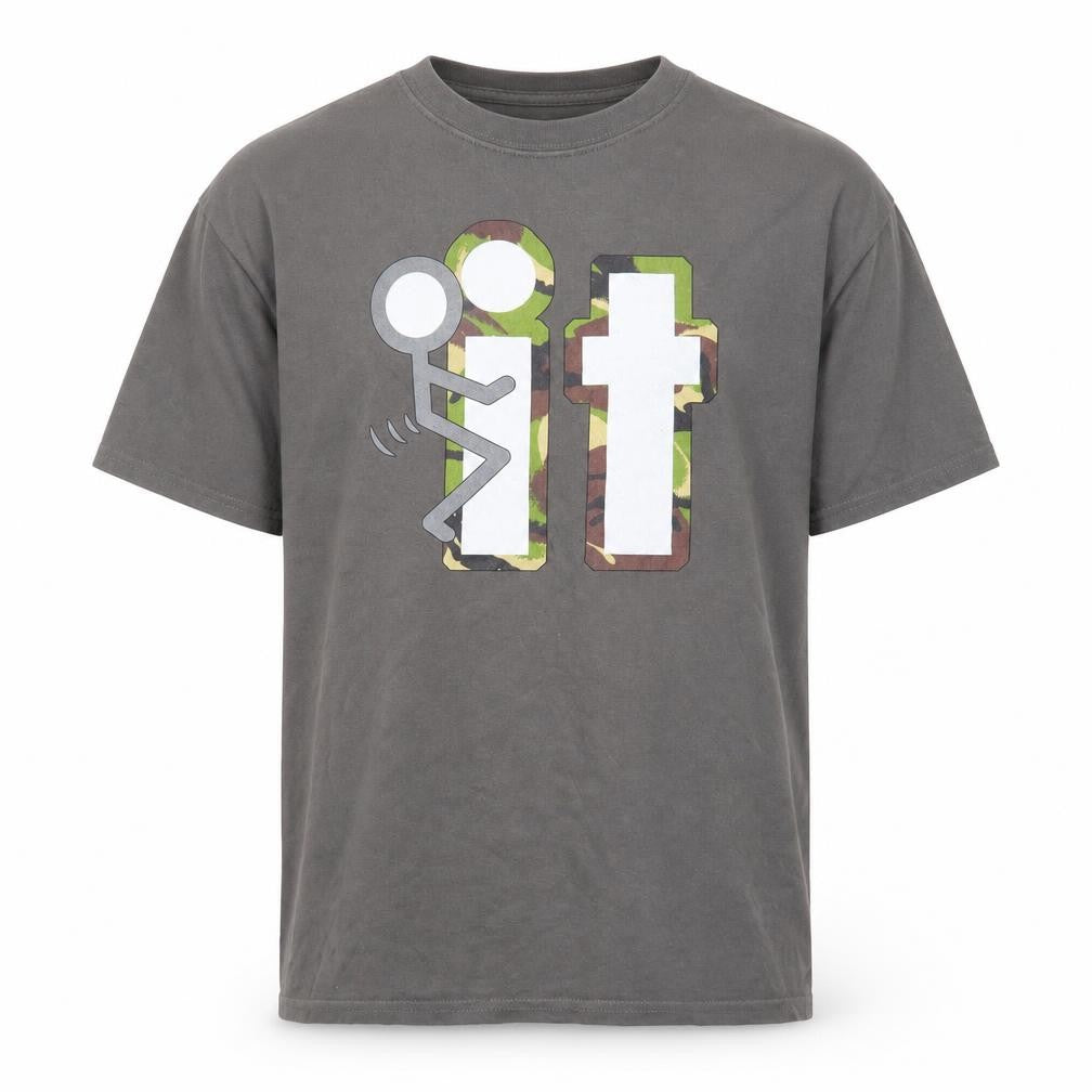 Lion Legion Men's Grey Funny Camouflage Graphic Cotton T-Shirt L
