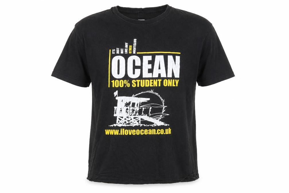 Club Black Ocean Student T-Shirt Men's L Graphic Print Cotton