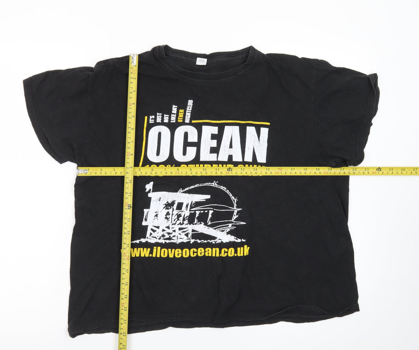 Club Black Ocean Student T-Shirt Men's L Graphic Print Cotton