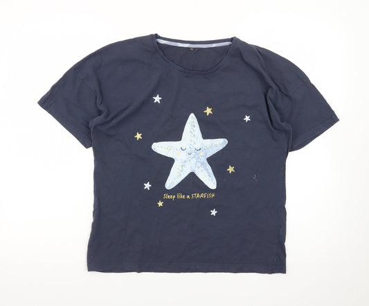 George Women's Blue Starfish Graphic Pyjama Top Size 8-10