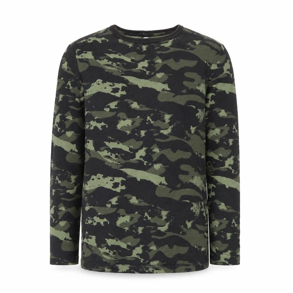Marks & Spencer Boys Green Camouflage Long Sleeve Cotton T-Shirt 9-10 Years