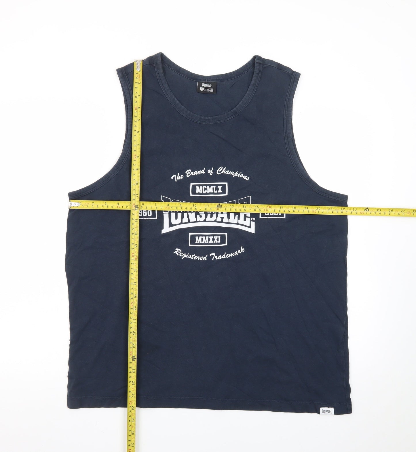 Lonsdale Men’s Blue 2XL Sleeveless Graphic T-Shirt Top