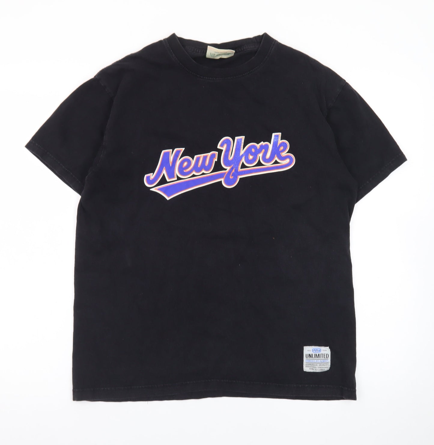 UNIT HUNDRED Mens Black L New York Graphic Cotton T-Shirt