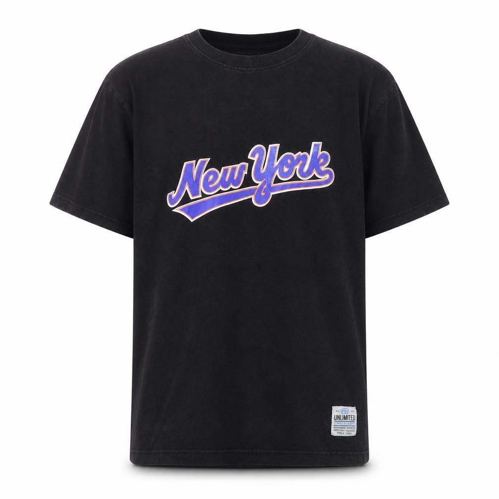 UNIT HUNDRED Mens Black L New York Graphic Cotton T-Shirt