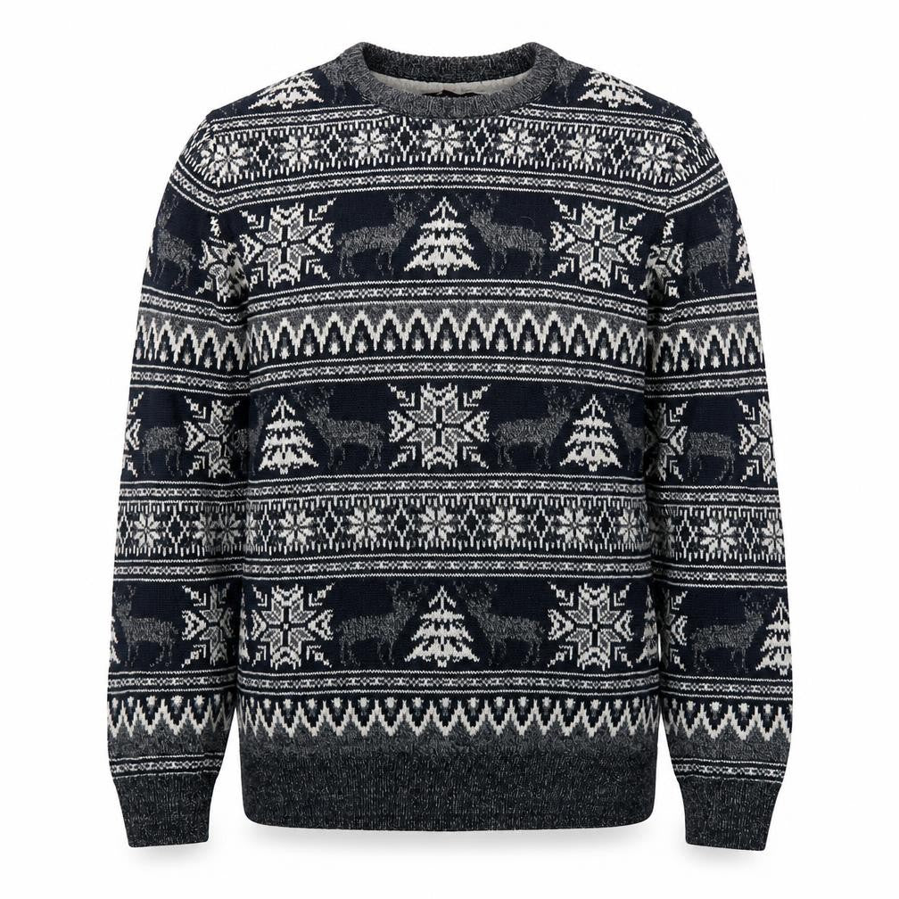 Cedarwood State Men's Grey Fair Isle Christmas Jumper XL