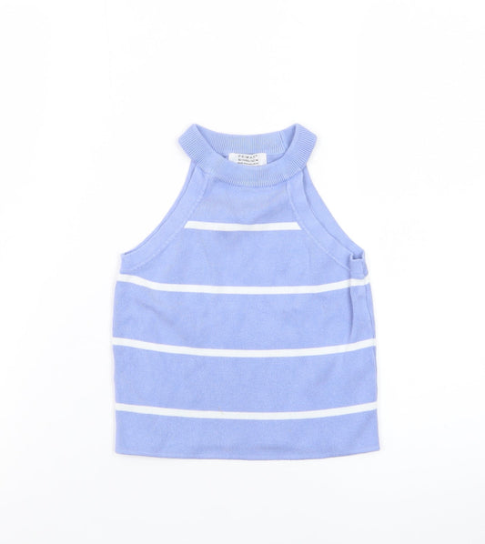 Primark Teens Blue Striped Knit Halter Tank Top Size 10
