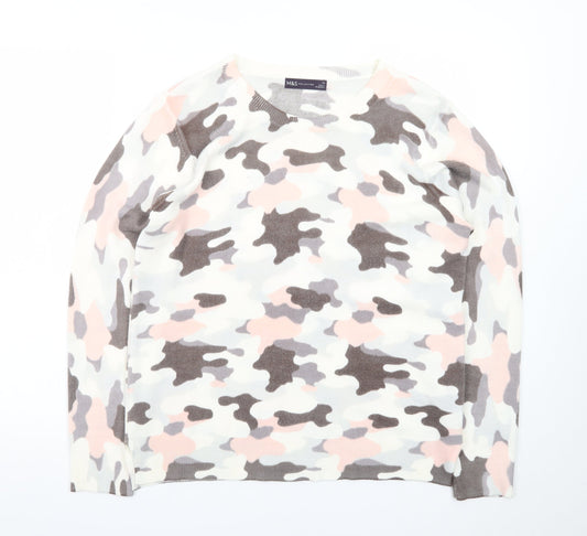Marks and Spencer Women's Multicoloured Camouflage Crew Neck Jumper Size 14