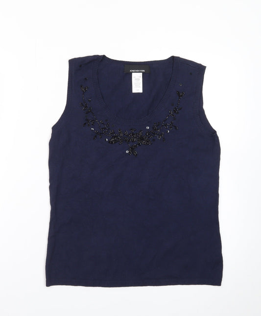 Jones New York Women’s Blue Beaded Sleeveless Knit Vest M