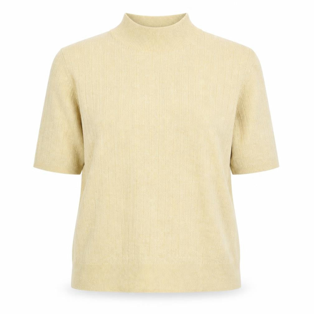Sag Harbor Petite Women Beige Mock Neck Short Sleeve Pullover M