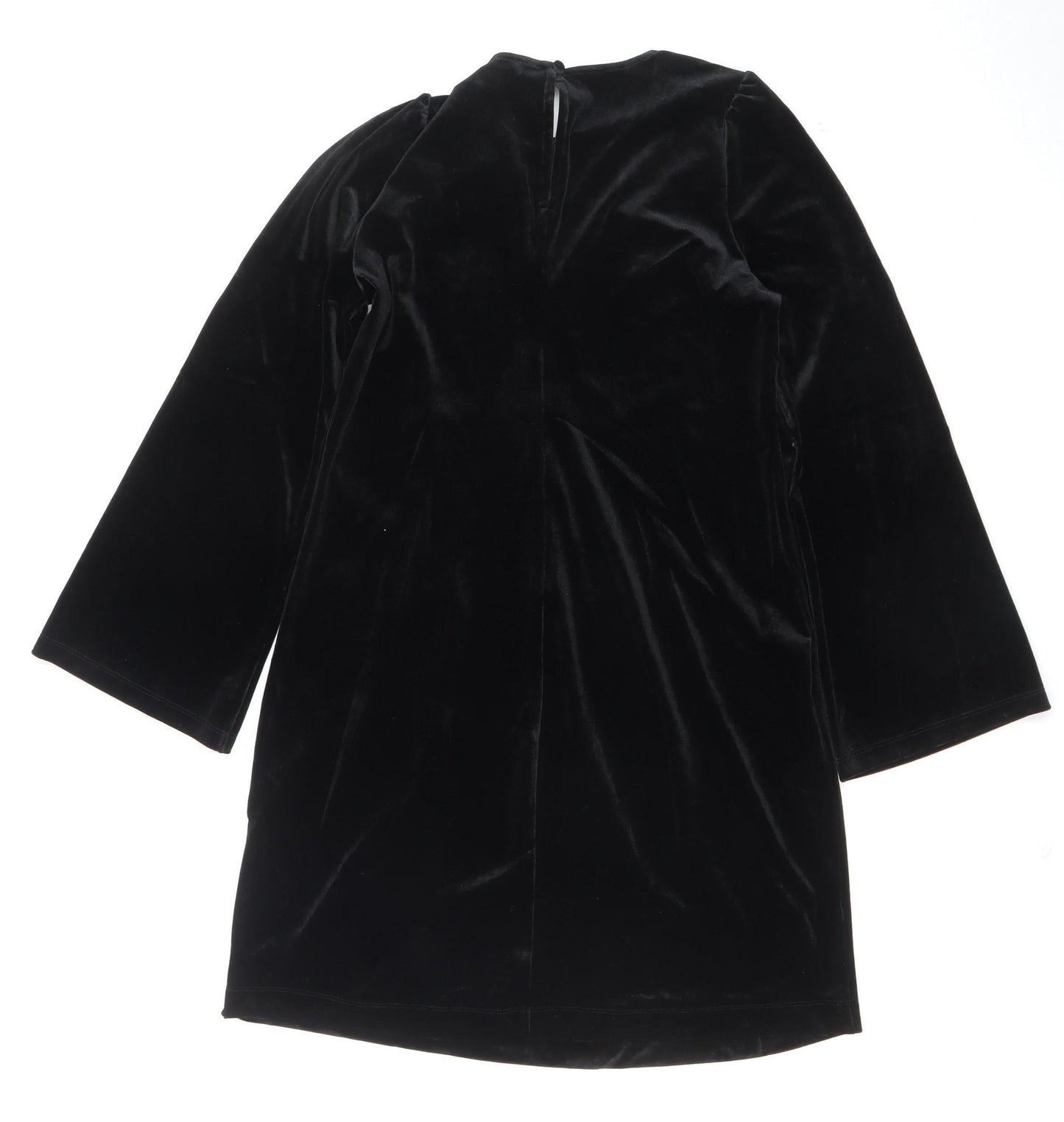 Finery Women Black Velvet Shift Dress Size 8 Long Sleeve