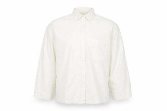PRETTYLITTLETHING Unisex White Long Sleeve Cotton Button-Up Shirt XS