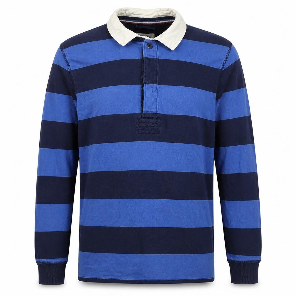 Fat Face Men's Blue Striped Long Sleeve Rugby Polo Shirt XL