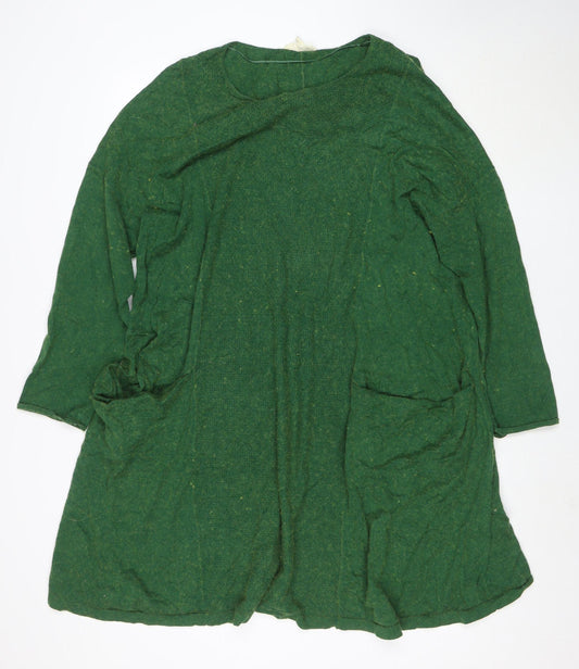 Seasalt Women Green Wool Cotton Jersey A-Line Dress Size 22