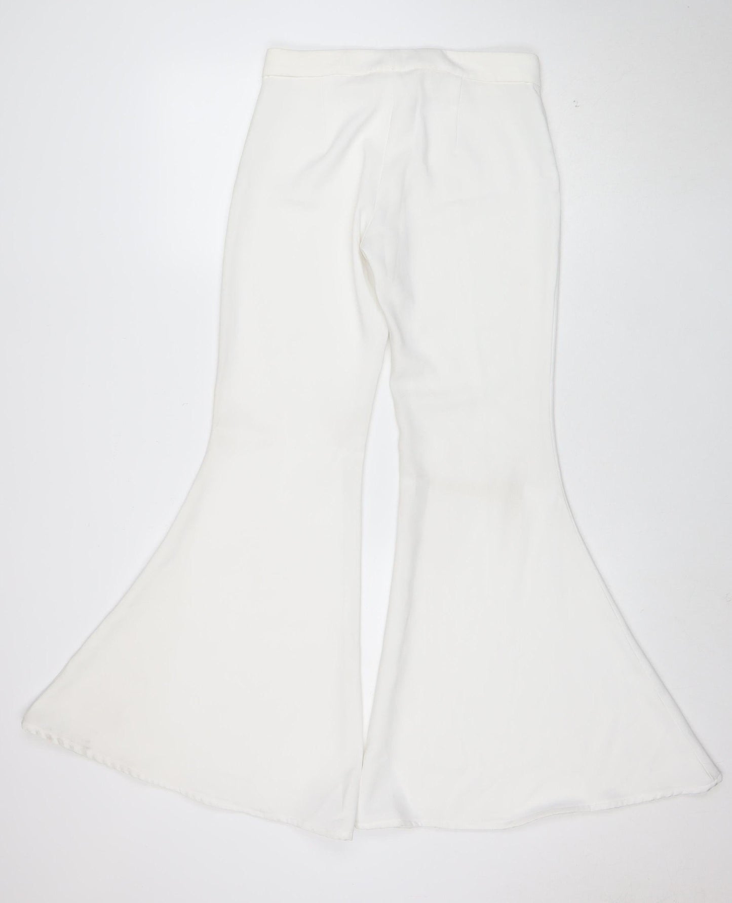 Zara Woman White Flared Trousers XS Women's Elegant Wide-Leg Pants