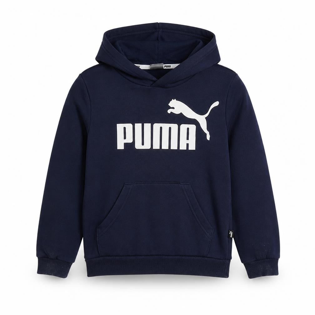 Puma Boys Navy Blue Pullover Hoodie 7-8 Years Logo Print Cotton Blend