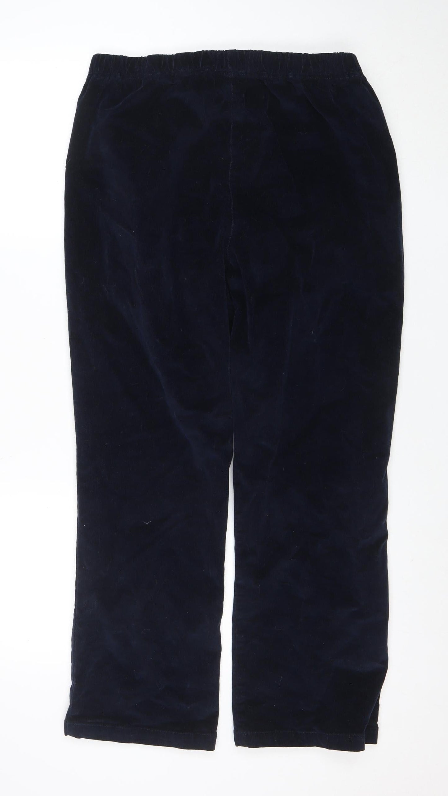 Cotton Traders Women Blue Size 16 Velvet Elastic Waist Trousers