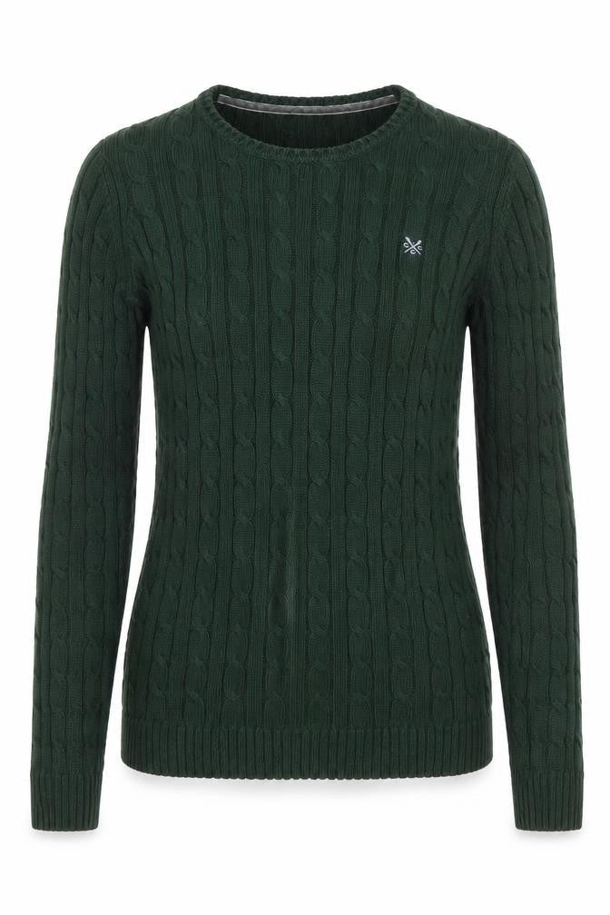 Crew Clothing Women's Green Size 12 Cable-Knit Cotton Jumper