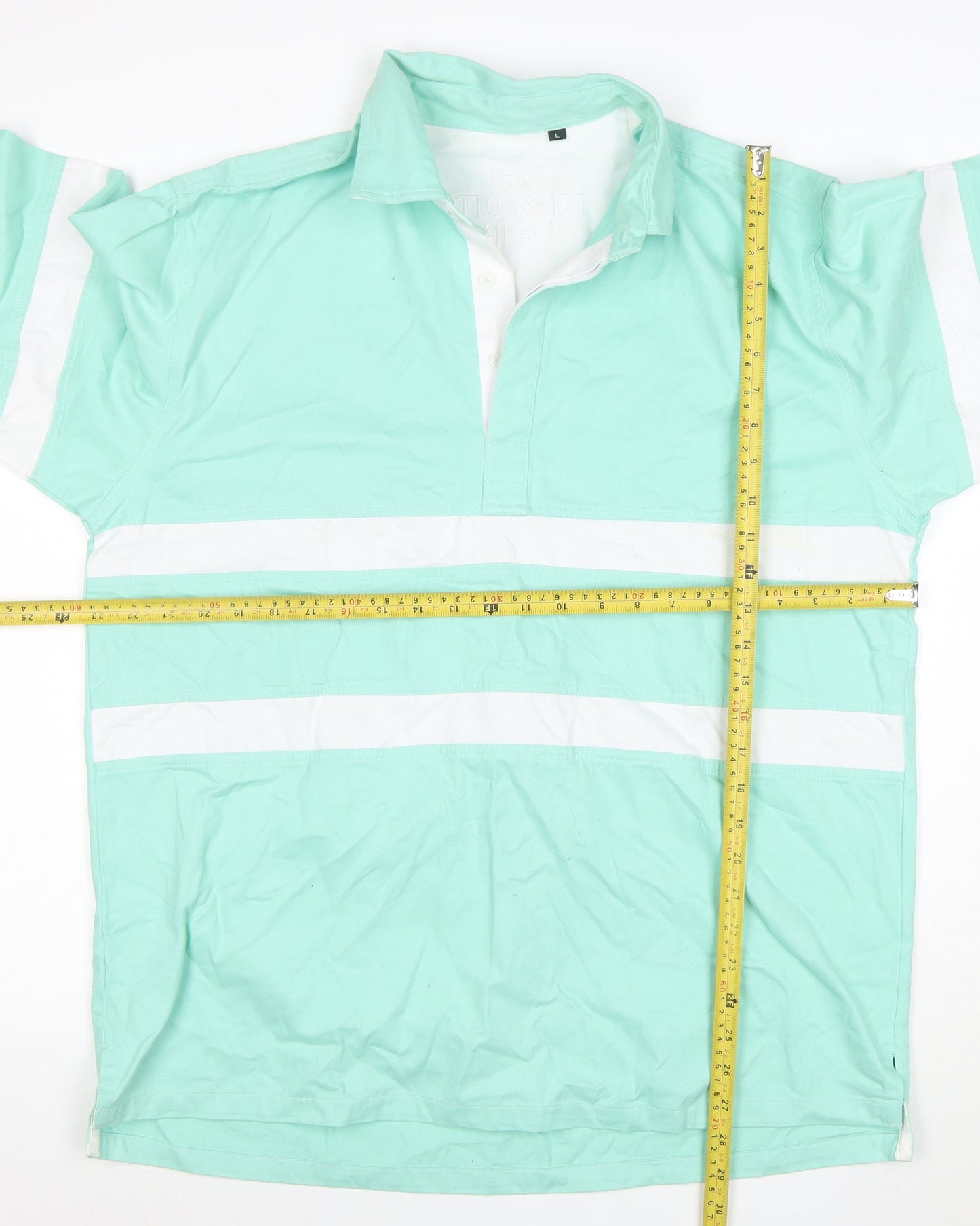 The Cotton Shirt Company Men's Green Long Sleeve Rugby Polo L