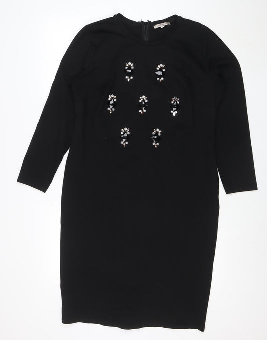 Marks and Spencer Women's Black Beaded Sheath Dress Size 16