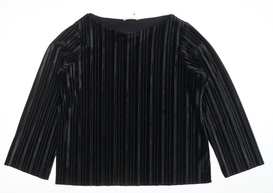 Marks and Spencer Womens Black Velvet Long Sleeve Blouse Size 18