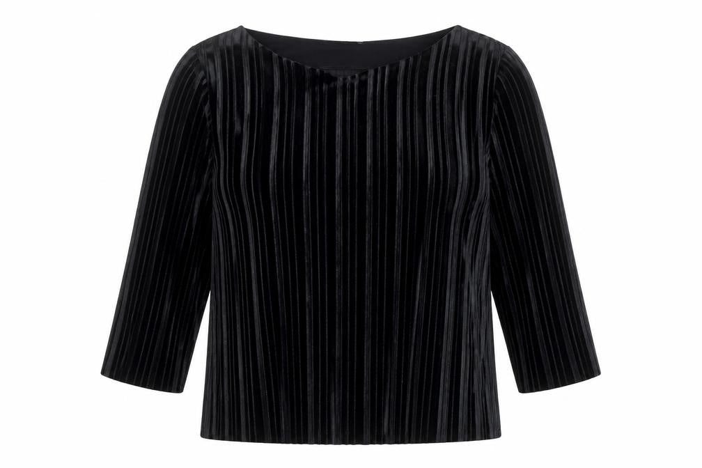 Marks & Spencer Womens Black Velvet Long Sleeve Blouse Size 18