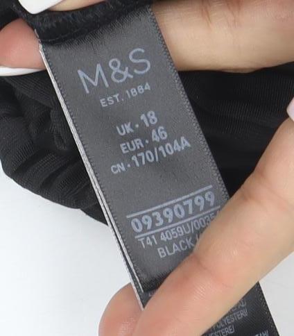 Marks and Spencer Womens Black Velvet Long Sleeve Blouse Size 18