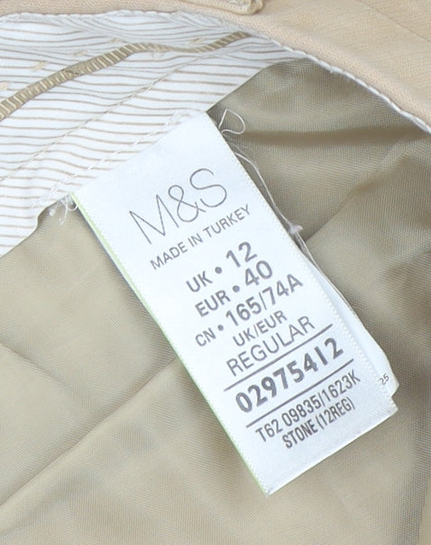 Marks and Spencer Women's Beige Chino Trousers Size 12 Regular