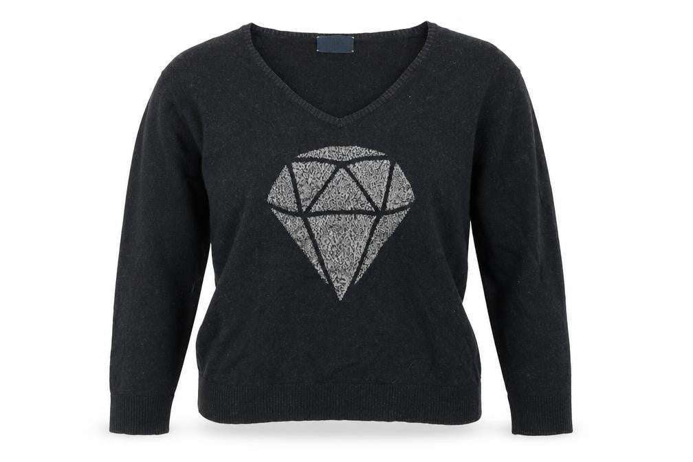 Baum und Pferdgarten Womens Black V-Neck Metallic Wool Blend Jumper S