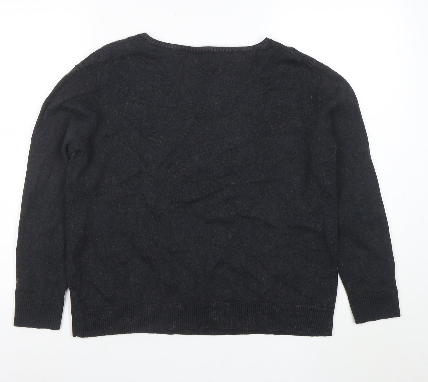 Baum und Pferdgarten Womens Black V-Neck Metallic Wool Blend Jumper S