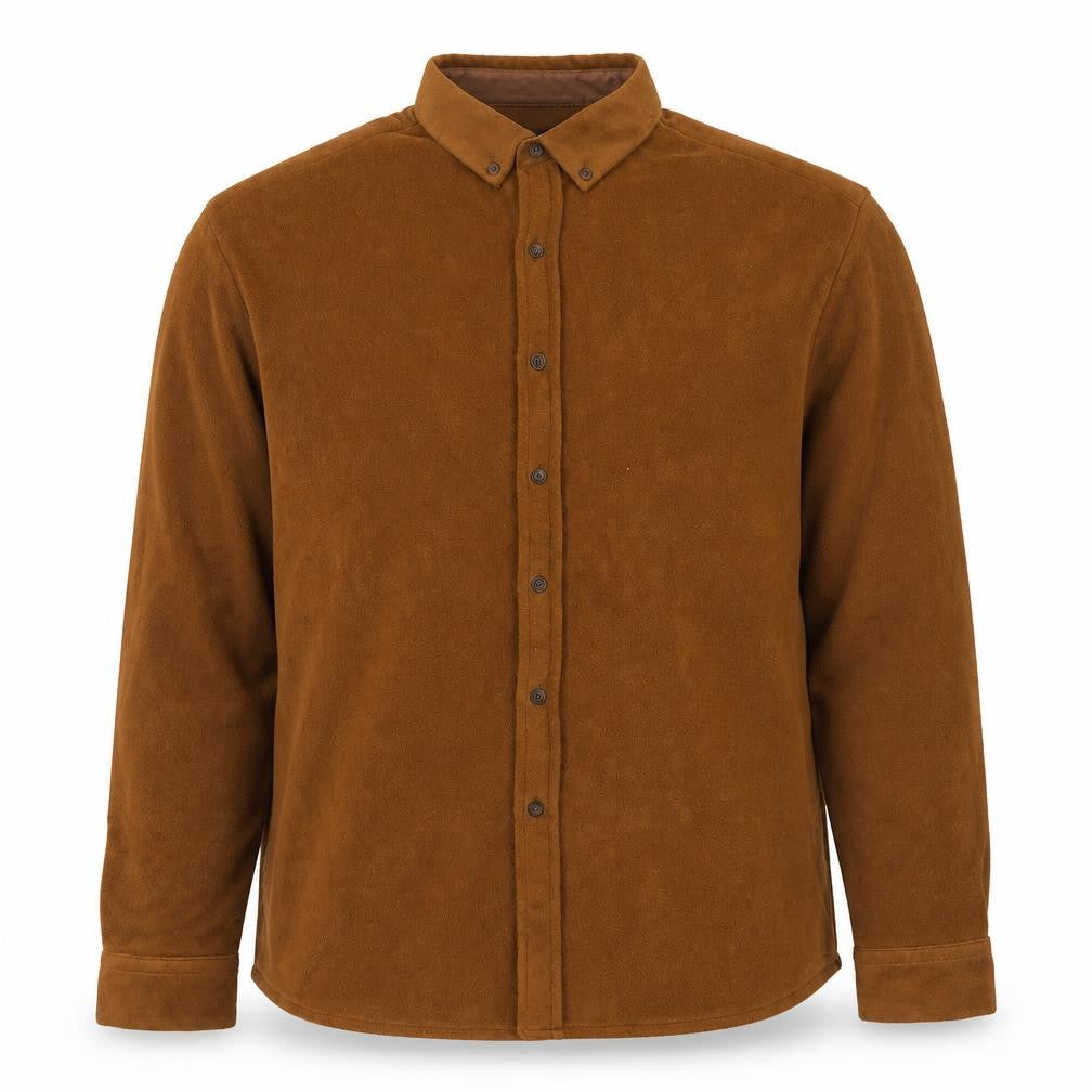 ASOS DESIGN Men's Brown Fleece Button-Down Jacket L 40in Polyester