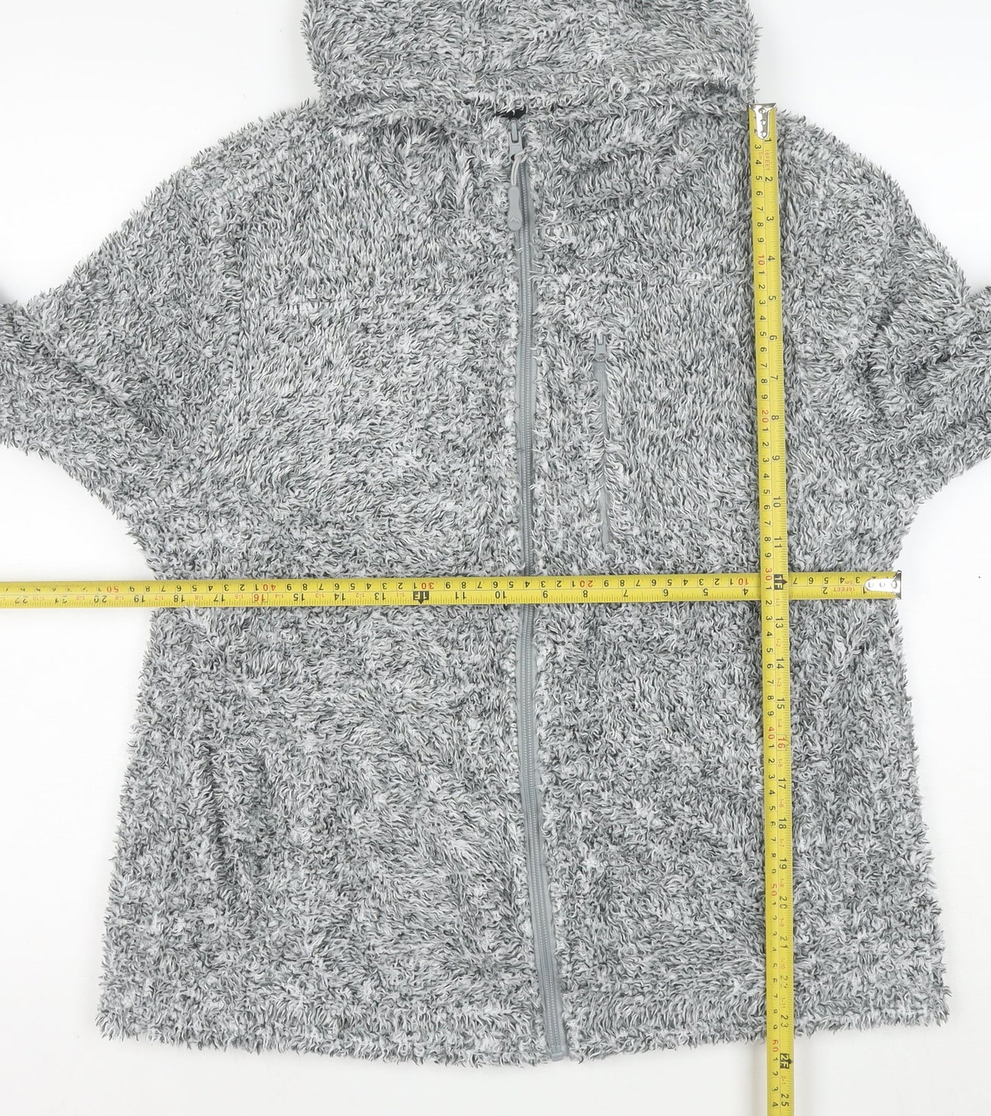 Peter Storm Women Grey Size 12 Fleece Hooded Full Zip Jacket