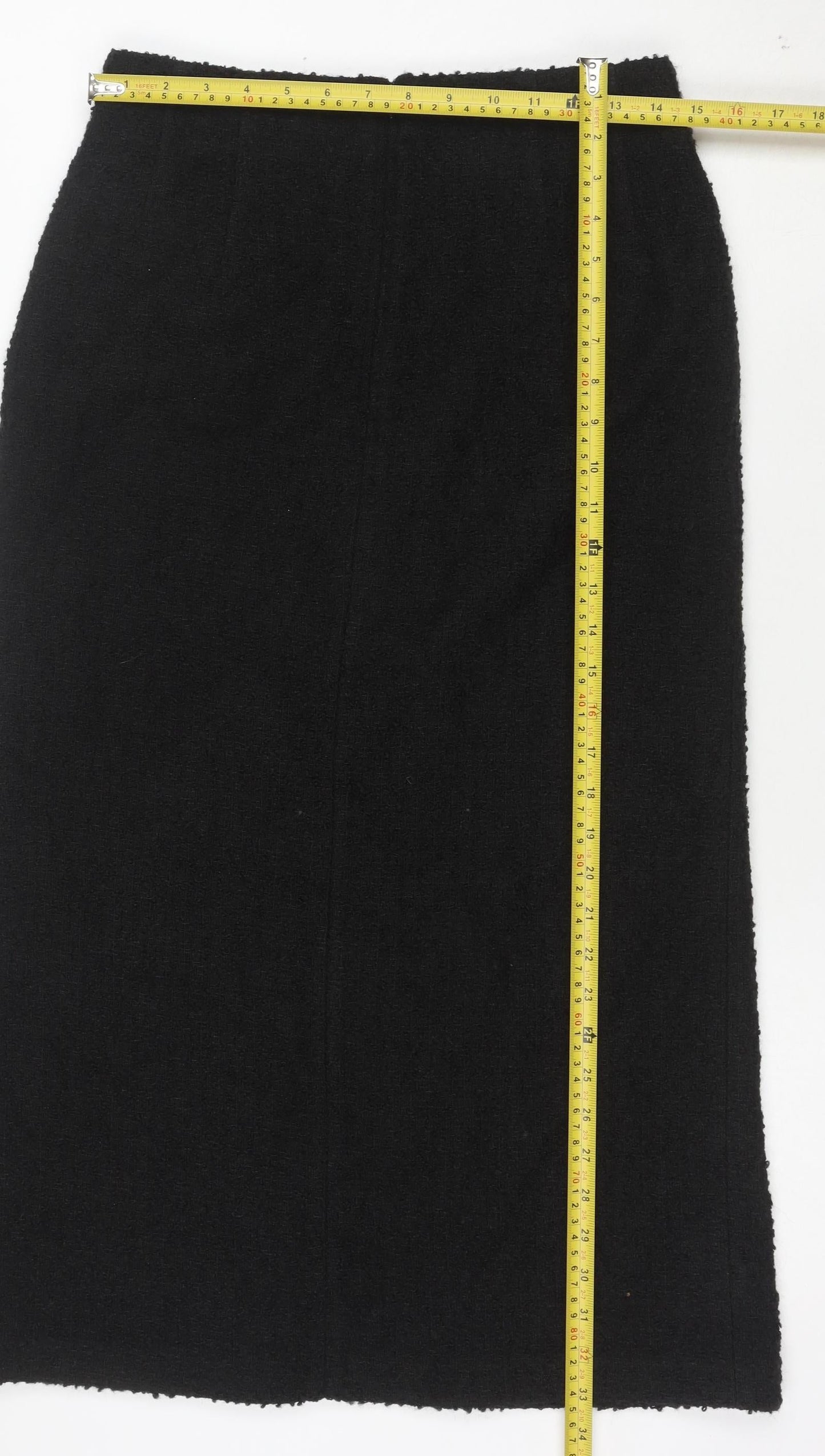 Marks and Spencer Women's Black Wool Blend Pencil Skirt Size 10
