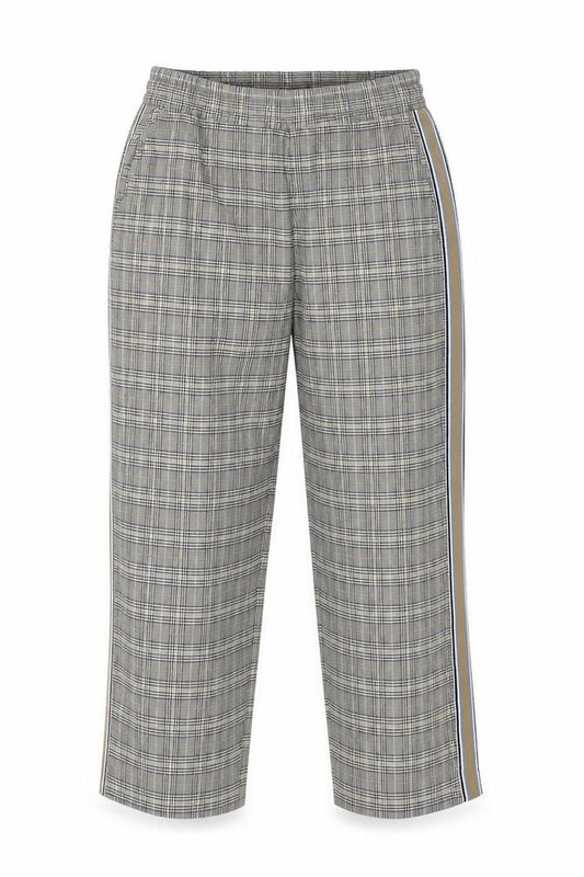 ZARA Women Grey Check Trousers Size S Regular Fit Stretch