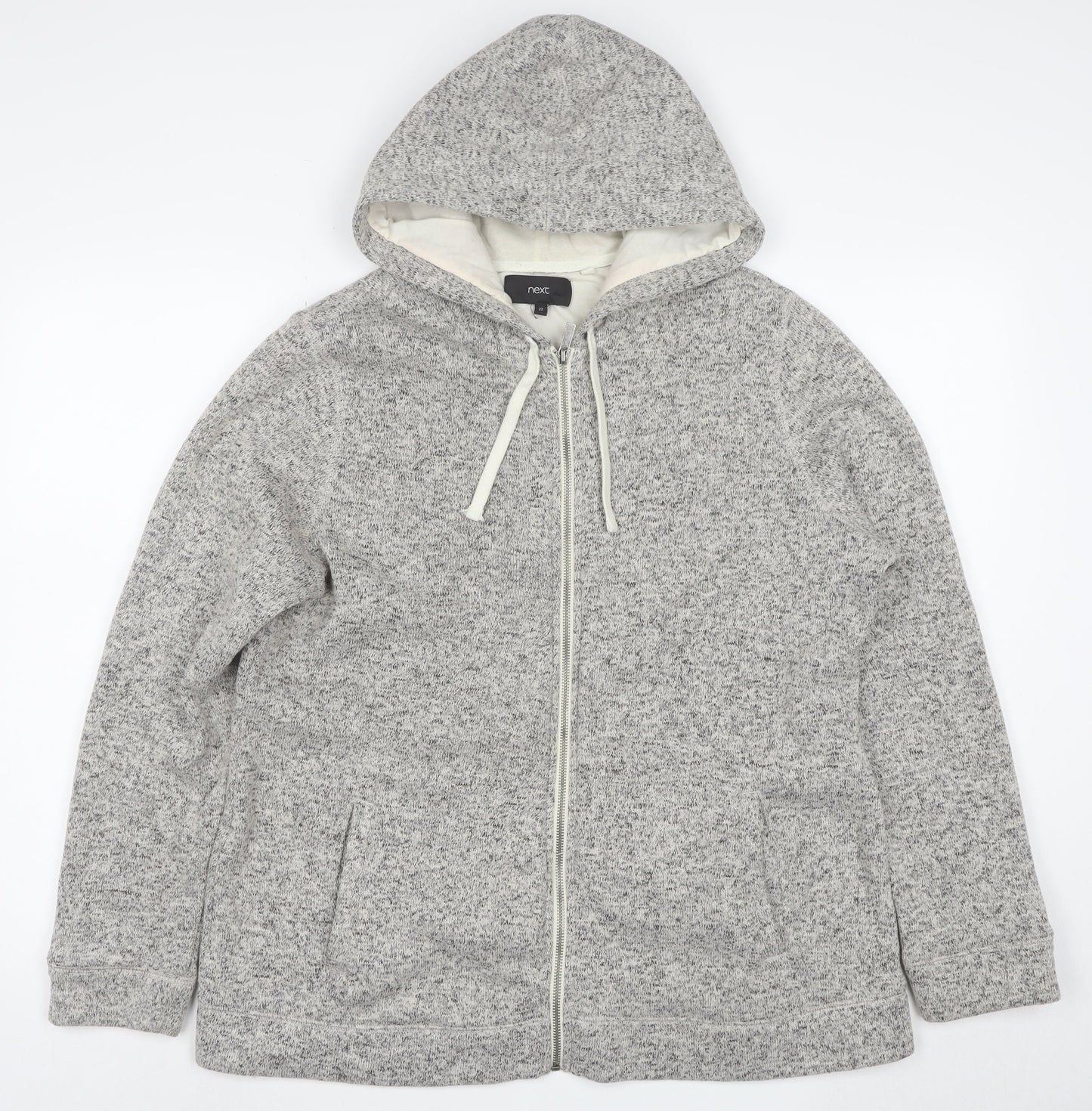 Next Women Grey Hooded Full Zip Jacket Size 22 Plus Lined Knit