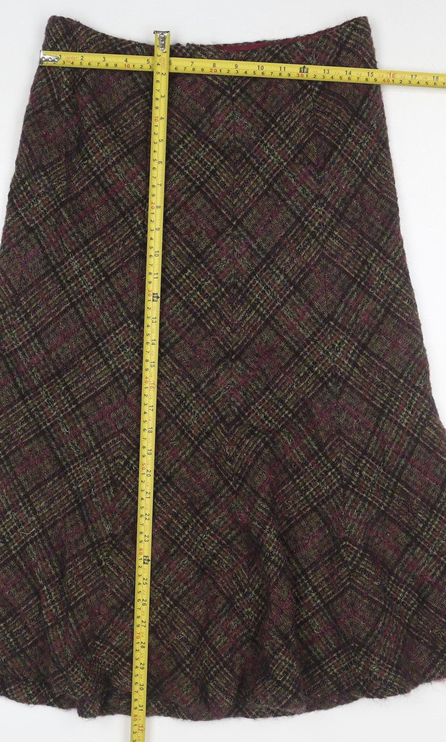 Platinum Womens Multicoloured Wool Tweed Flare Midi Skirt Size 12