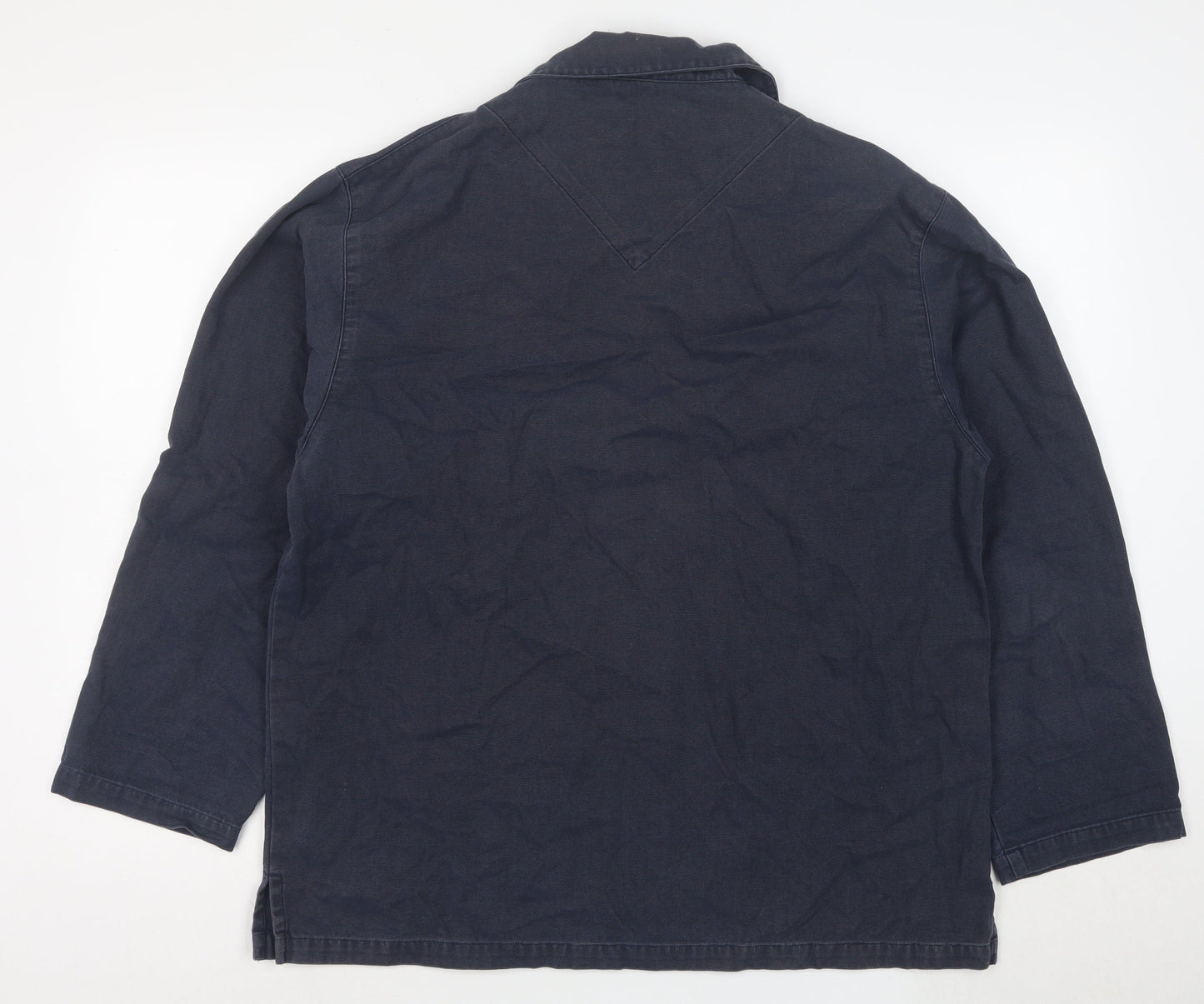 Armor Lux Men's Blue Collared Pullover Cotton Sweatshirt L